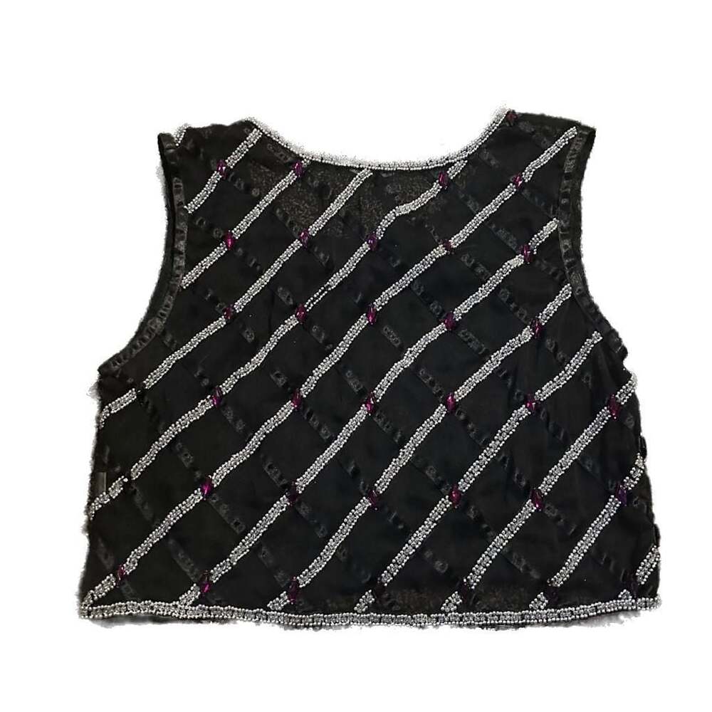 Dynasty VTG Black Sheer Vicose Whimsigoth Goth Sleeveless Embroidered Tank Top - Picture 5 of 7